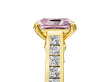 Yellow gold Fancy Pink Radiant  Cut Channel Set Solitaire Engagement Ring with Prong Setting_25