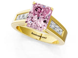 Yellow gold Fancy Pink Radiant Cut Cut Channel Set Solitaire Ring with Four-Prong Setting_1