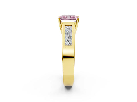 Yellow gold Fancy Pink Radiant Cut Cut Channel Set Solitaire Ring with Four-Prong Setting_2