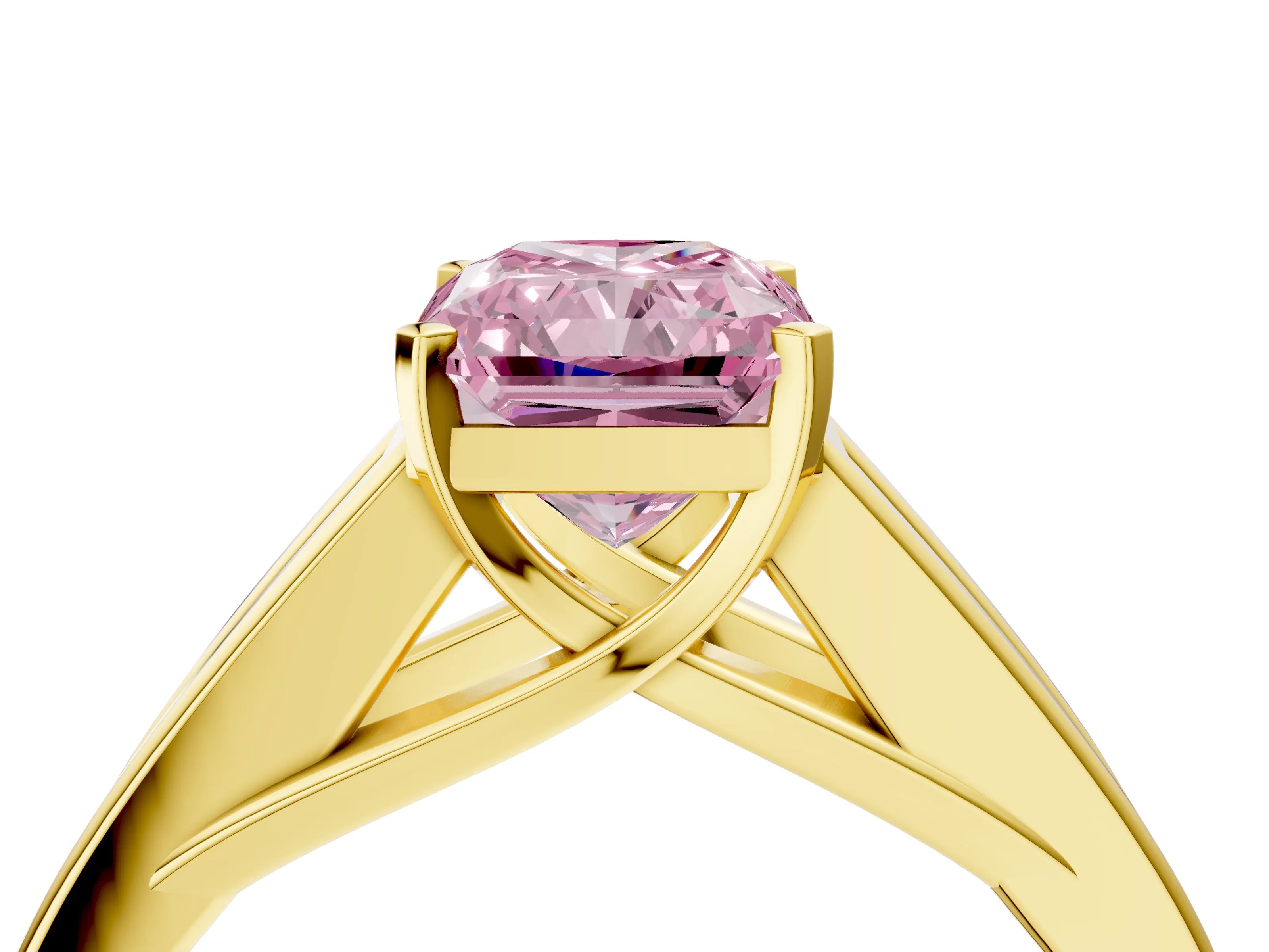 Yellow gold Fancy Pink Radiant Cut Cut Channel Set Solitaire Ring with Four-Prong Setting_4