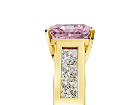 Yellow gold Fancy Pink Radiant Cut Cut Channel Set Solitaire Ring with Four-Prong Setting_5
