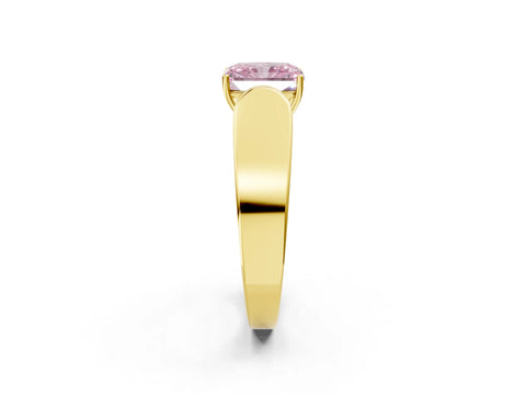 Yellow gold Fancy Pink Radiant Cut Cut Diamond Channel Set Solitaire Ring with Four-Prong Setting_2
