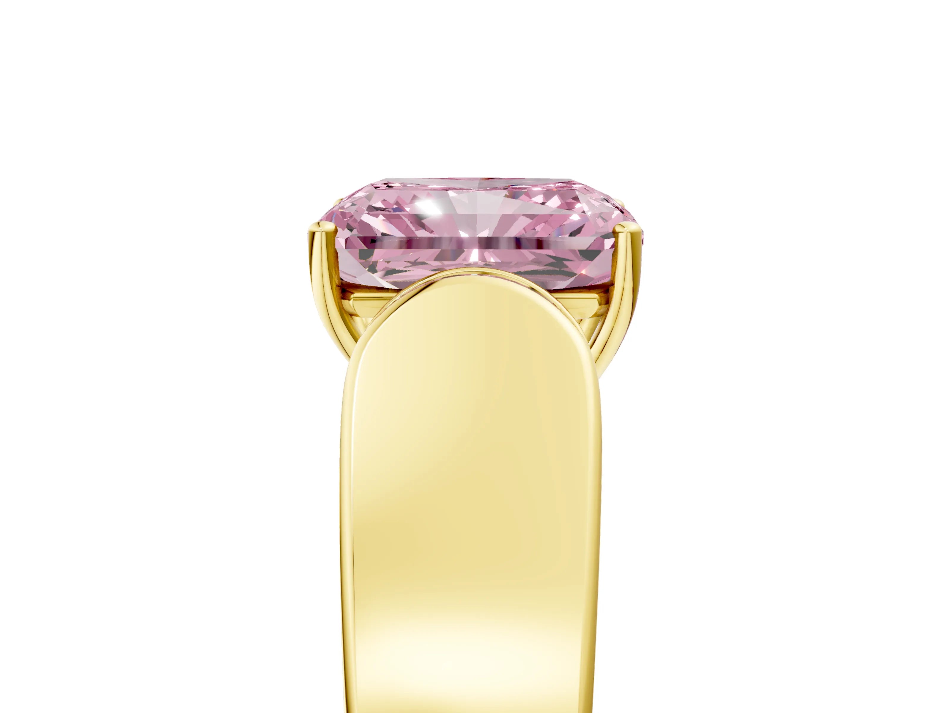 Yellow gold Fancy Pink Radiant Cut Cut Diamond Channel Set Solitaire Ring with Four-Prong Setting_5