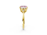 Yellow gold Fancy Pink Radiant Cut Cut Diamond Cluster Ring with Solitaire Band and Four-Prong Setting_14