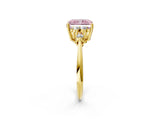 Yellow gold Fancy Pink Radiant Cut Cut Diamond Cluster Ring with Solitaire Band and Four-Prong Setting_2
