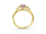 Yellow gold Fancy Pink Radiant Cut Cut Diamond Cluster Ring with Solitaire Band and Four-Prong Setting_3