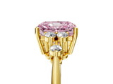 Yellow gold Fancy Pink Radiant Cut Cut Diamond Cluster Ring with Solitaire Band and Four-Prong Setting_5