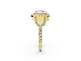 Yellow gold Fancy Pink Radiant Cut Cut Diamond Halo Engagement Ring with Open Split Pavé Band_2