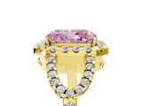 Yellow gold Fancy Pink Radiant Cut Cut Diamond Halo Engagement Ring with Open Split Pavé Band_5