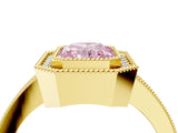 Yellow gold Fancy Pink Radiant Cut-Cut Diamond Halo Engagement Ring with Pave Band and Prong Setting_4
