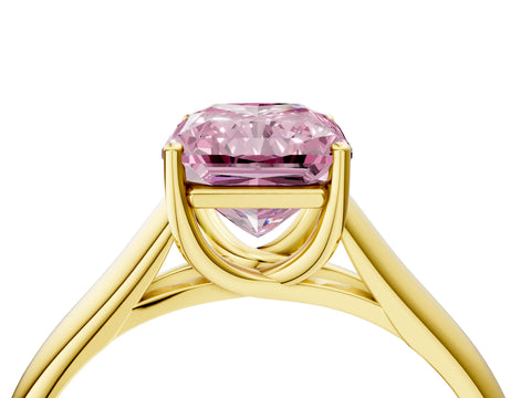 Yellow gold Fancy Pink Radiant Cut Cut Diamond Solitaire Engagement Ring with Tapered Plain Band and Four-Prong Setting_4