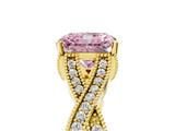Yellow gold Fancy Pink Radiant Cut Cut Diamond Twisted Band with Milgrain Pave Setting and Four-Prong Setting_5
