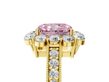 Yellow gold Fancy Pink Radiant Cut Cut Halo Diamond Pavé Engagement Ring with Milgrain Detailing_5