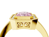 Yellow gold Fancy Pink Radiant Cut Cut Halo Pavé Diamond Ring_4