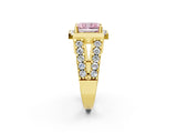 Yellow gold Fancy Pink Radiant Cut Cut Halo Split Shank Prong Set Ring_2