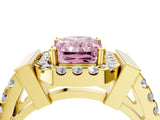 Yellow gold Fancy Pink Radiant Cut Cut Halo Split Shank Prong Set Ring_4