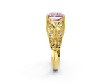 Yellow gold Fancy Pink Radiant Cut Cut Milgrain Pave Diamond Engagement Ring with Four-Prong Setting_29