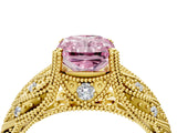 Yellow gold Fancy Pink Radiant Cut Cut Milgrain Pave Diamond Engagement Ring with Four-Prong Setting_31