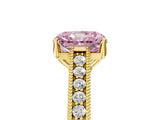 Yellow gold Fancy Pink Radiant Cut Cut Pave Band Milgrain Solitaire Ring_12