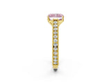 Yellow gold Fancy Pink Radiant Cut Cut Pave Band Milgrain Solitaire Ring_2