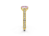 Yellow gold Fancy Pink Radiant Cut Cut Pave Band Milgrain Solitaire Ring_9