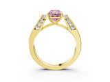 Yellow gold Fancy Pink Radiant Cut Diamond Channel Set Solitaire Ring with Four-Prong Setting_15