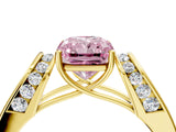 Yellow gold Fancy Pink Radiant Cut Diamond Channel Set Solitaire Ring with Four-Prong Setting_16