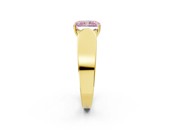 Yellow Gold Radiant Cut Channel Set Engagement Ring Setting for Fancy Pink Center with Wide Band