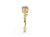 Yellow gold Fancy Pink Radiant Cut Diamond Cluster Pavé Band with Four-Prong Setting_14