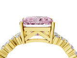 Yellow gold Fancy Pink Radiant Cut Diamond Cluster Pavé Band with Four-Prong Setting_16