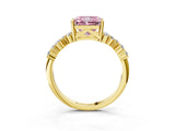 Yellow gold Fancy Pink Radiant Cut Diamond Cluster Pavé Band with Four-Prong Setting_6