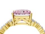 Yellow gold Fancy Pink Radiant Cut Diamond Cluster Pavé Band with Four-Prong Setting_7
