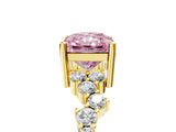 Yellow gold Fancy Pink Radiant Cut Diamond Cluster Pavé Band with Four-Prong Setting_8