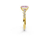 Yellow gold Fancy Pink Radiant Cut Diamond Cluster Side Stone Solitaire Ring with Prong Setting_72