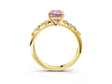 Yellow gold Fancy Pink Radiant Cut Diamond Cluster Side Stone Solitaire Ring with Prong Setting_73