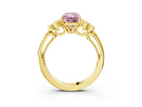 Yellow gold Fancy Pink Radiant  Cut Diamond Engagement Ring with Bezel Set Round Side Stones and Prong Setting_71