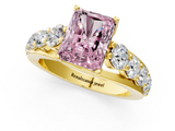 Yellow gold Fancy Pink Radiant  Cut Diamond Engagement Ring with Pavé Band and Four-Prong Setting_4