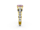 Yellow gold Fancy Pink Radiant  Cut Diamond Engagement Ring with Pavé Band and Four-Prong Setting_5