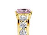 Yellow gold Fancy Pink Radiant  Cut Diamond Engagement Ring with Pavé Band and Four-Prong Setting_8