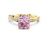Yellow gold Fancy Pink Radiant Cut Diamond Engagement Ring with Side Stone Accents and Four-Prong Setting_12