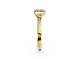 Yellow gold Fancy Pink Radiant Cut Diamond Engagement Ring with Side Stone Accents and Four-Prong Setting_14