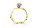 Yellow gold Fancy Pink Radiant Cut Diamond Engagement Ring with Side Stone Accents and Four-Prong Setting_15