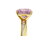 Yellow gold Fancy Pink Radiant Cut Diamond Engagement Ring with Side Stone Accents and Four-Prong Setting_17