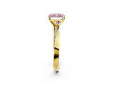 Yellow gold Fancy Pink Radiant Cut Diamond Engagement Ring with Side Stone Accents and Four-Prong Setting_62