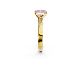 Yellow gold Fancy Pink Radiant Cut Diamond Engagement Ring with Side Stone Accents and Four-Prong Setting_86