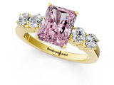 Yellow gold Fancy Pink Radiant  Cut Diamond Five-Stone Prong Set White Gold Ring_33