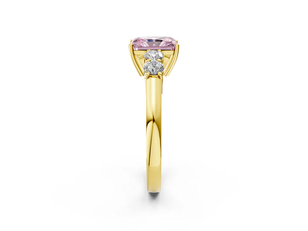 Yellow gold Fancy Pink Radiant  Cut Diamond Five-Stone Prong Set White Gold Ring