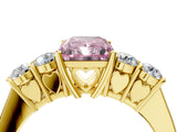 Yellow gold Fancy Pink Radiant  Cut Diamond Five-Stone Prong Set White Gold Ring_36