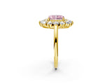 Yellow gold Fancy Pink Radiant Cut Diamond Floral Double Halo Engagement Ring with Prong Setting_62