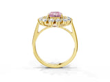 Yellow gold Fancy Pink Radiant Cut Diamond Floral Double Halo Engagement Ring with Prong Setting_63